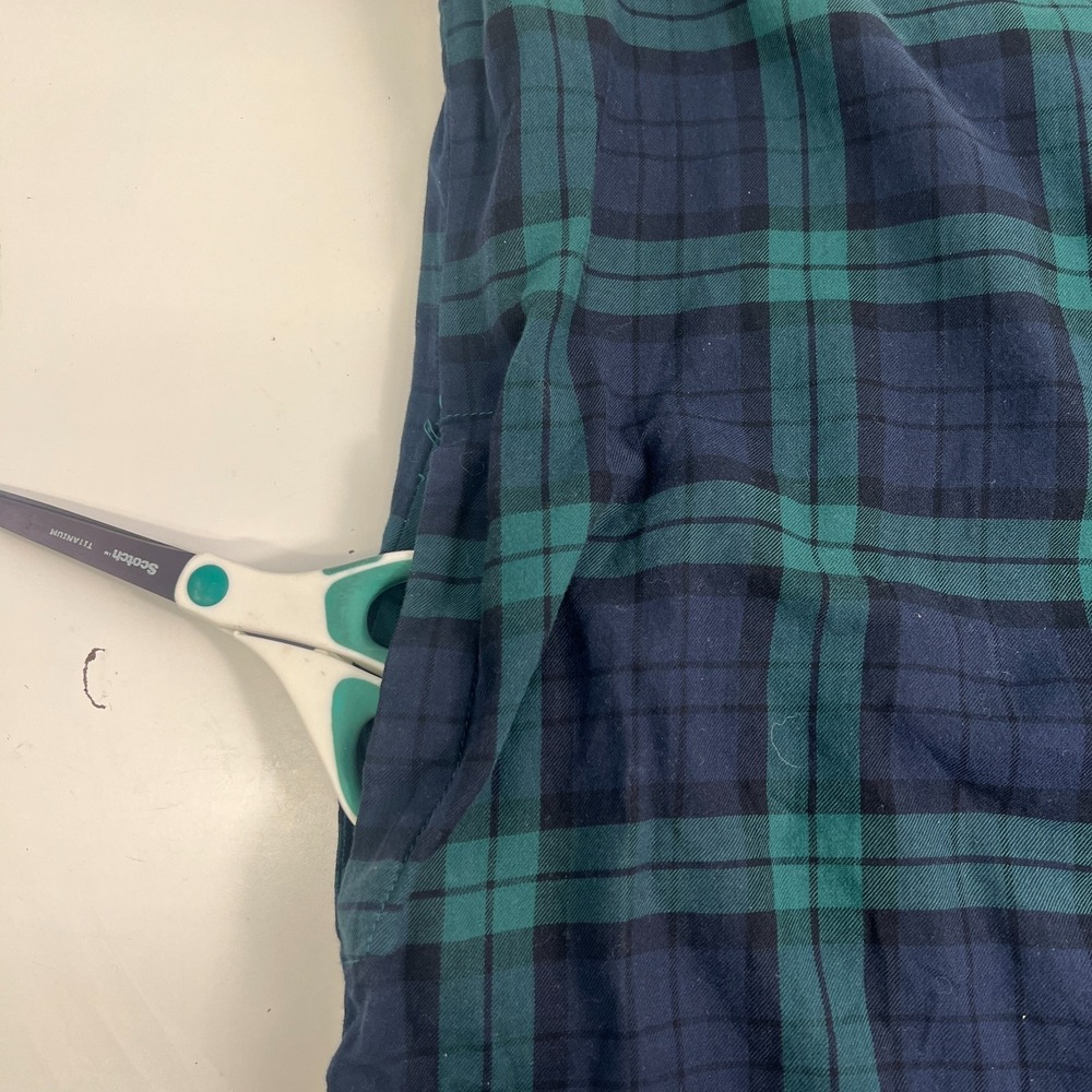 LL Bean Jacket Womens Large Relaxed Blue Green Plaid Flannel Hooded Sherpa Lined - Picture 8 of 16